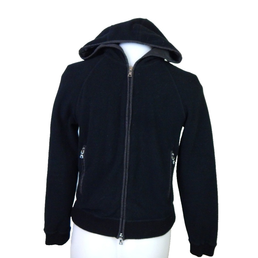 Prada Women's Small Hoodie Black Fleece Full Zip Elbow Patch Y2K Gorpcore Jacket